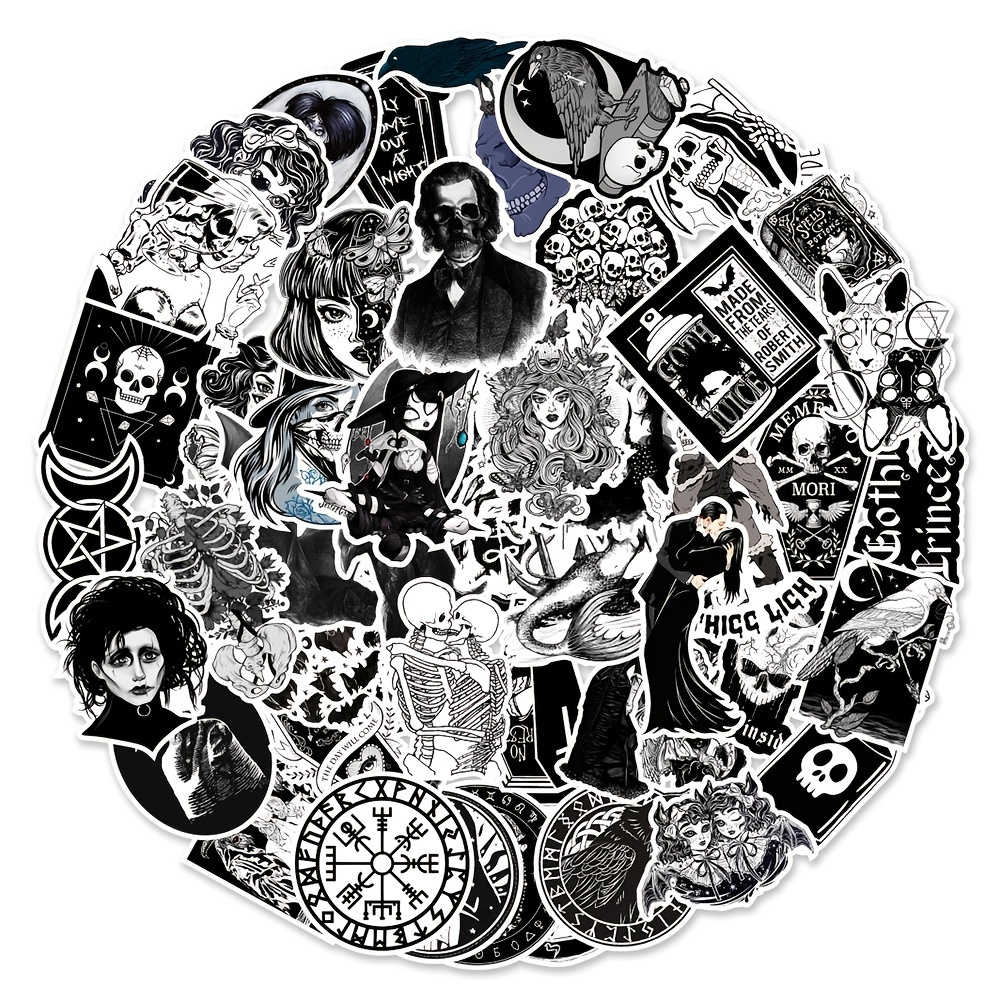50 PCS Cool Gothic Stickers Pack For Teens And Adults, Vinyl Punk Gothic  Stickers For Water Bottle, Computer, Skateboard, Tablet, Luggage, Phone