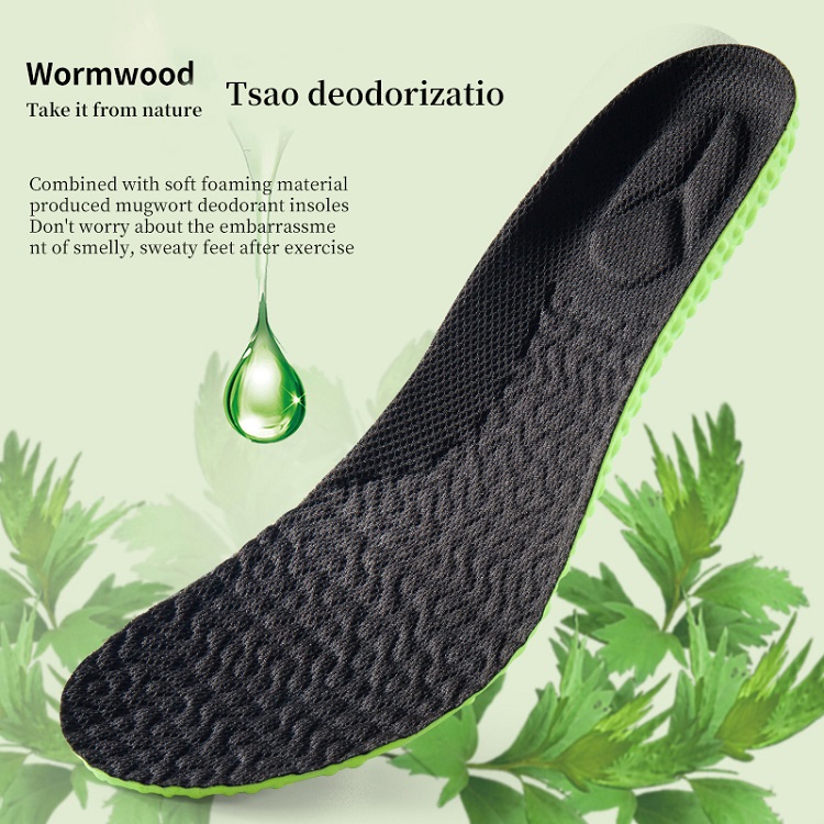 1pair Sports Shock Absorption Insoles, Breathable Green Memory Foam Shoes Pads
