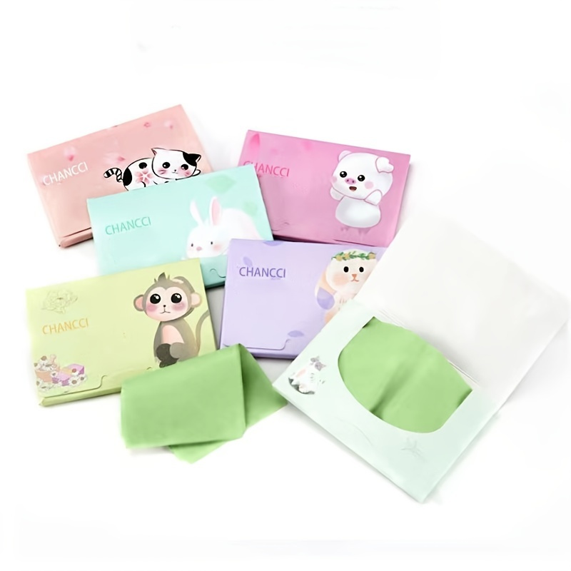 

100 Pcs Face Oil Blotting Paper Portable Matting Face Wipes Facial Oil Control Oil-absorbing Face Cleaning Anime Style