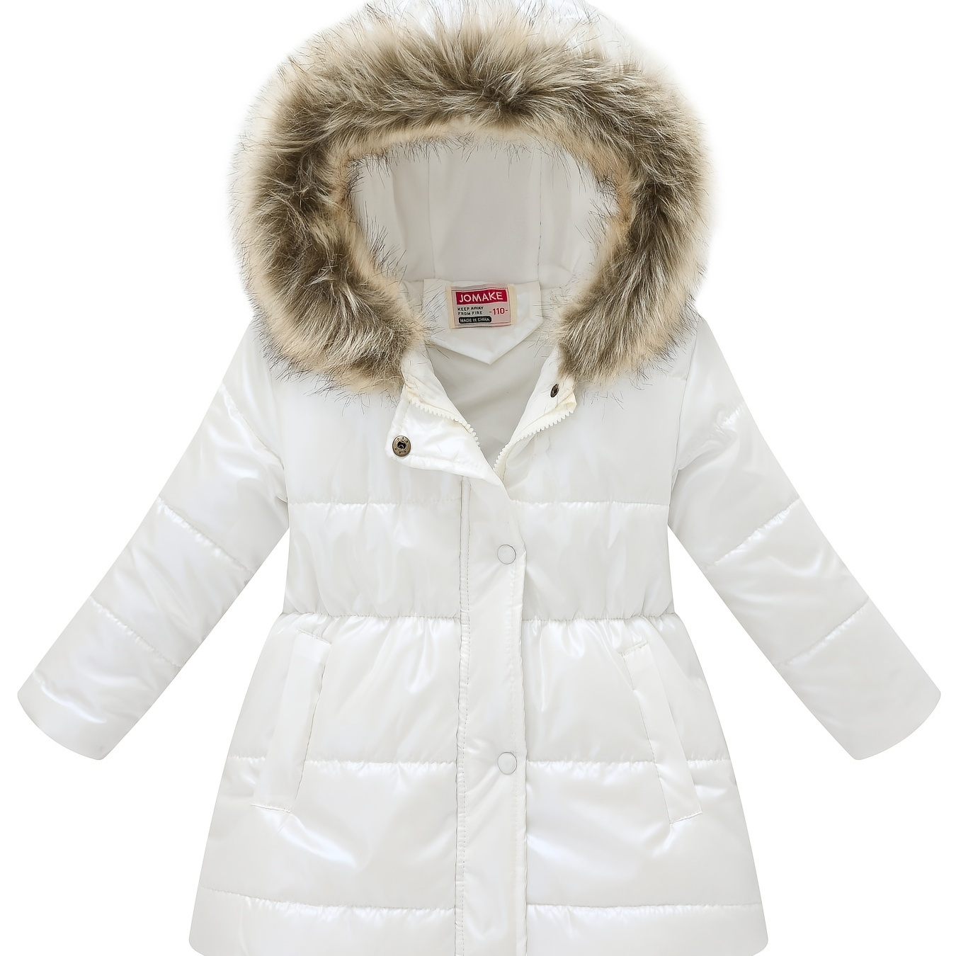 

Girls Dressy Cute Thermal Thickened Hooded Jacket, Down Alternative Padded Outwear For Winter