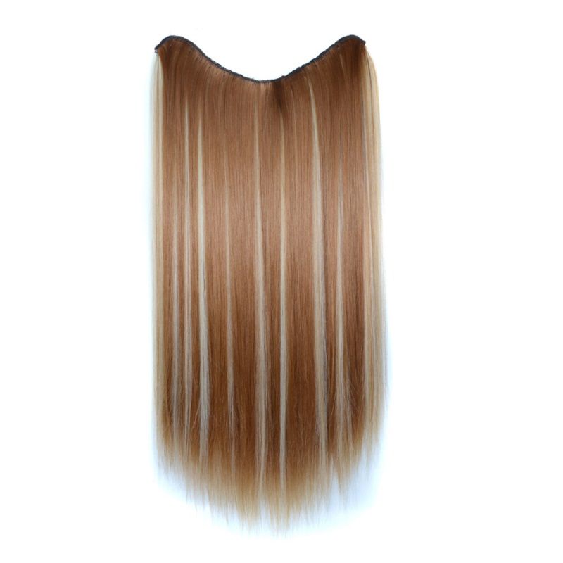 24 Inch Synthetic Long Straight V Shaped Hair Extension Half Wig Black  Blonde Clip In Hairpieces | Shop The Latest Trends | Temu
