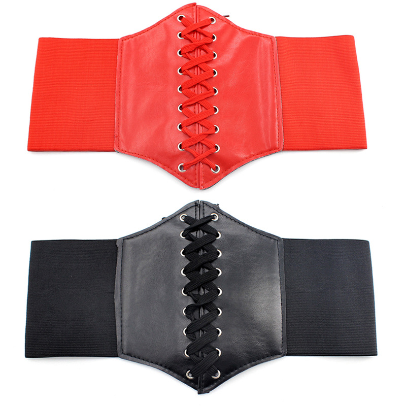  Wide Elastic Corset Belt For Women Vintage Lace-up Tied Waspie  Waist Belt For Dress