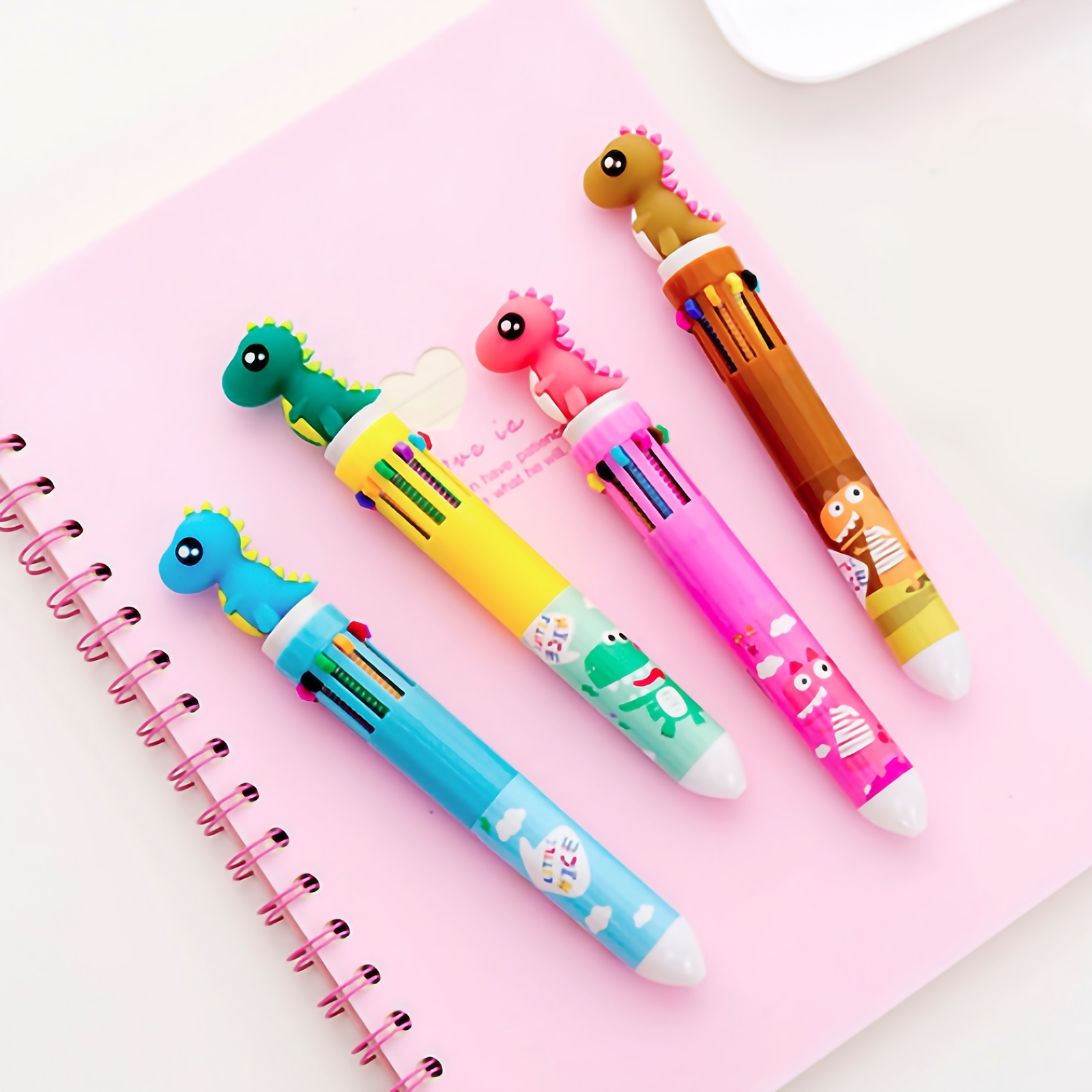Cmecial Dinosaur Pens Set with Case, Pens Dinosaur for Boys Girls, Dinosaur Pen Set, Cute Pens, Multicolor Pen Dinosaur, Cute Pens for Kids