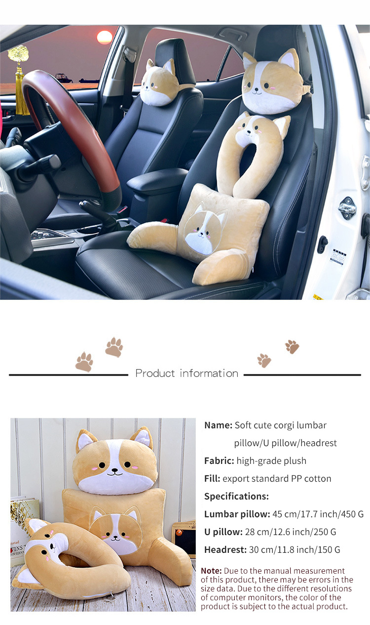 Super Cute Corgi Butt Car Seat Headrest Neck Pillow lumbar - Temu