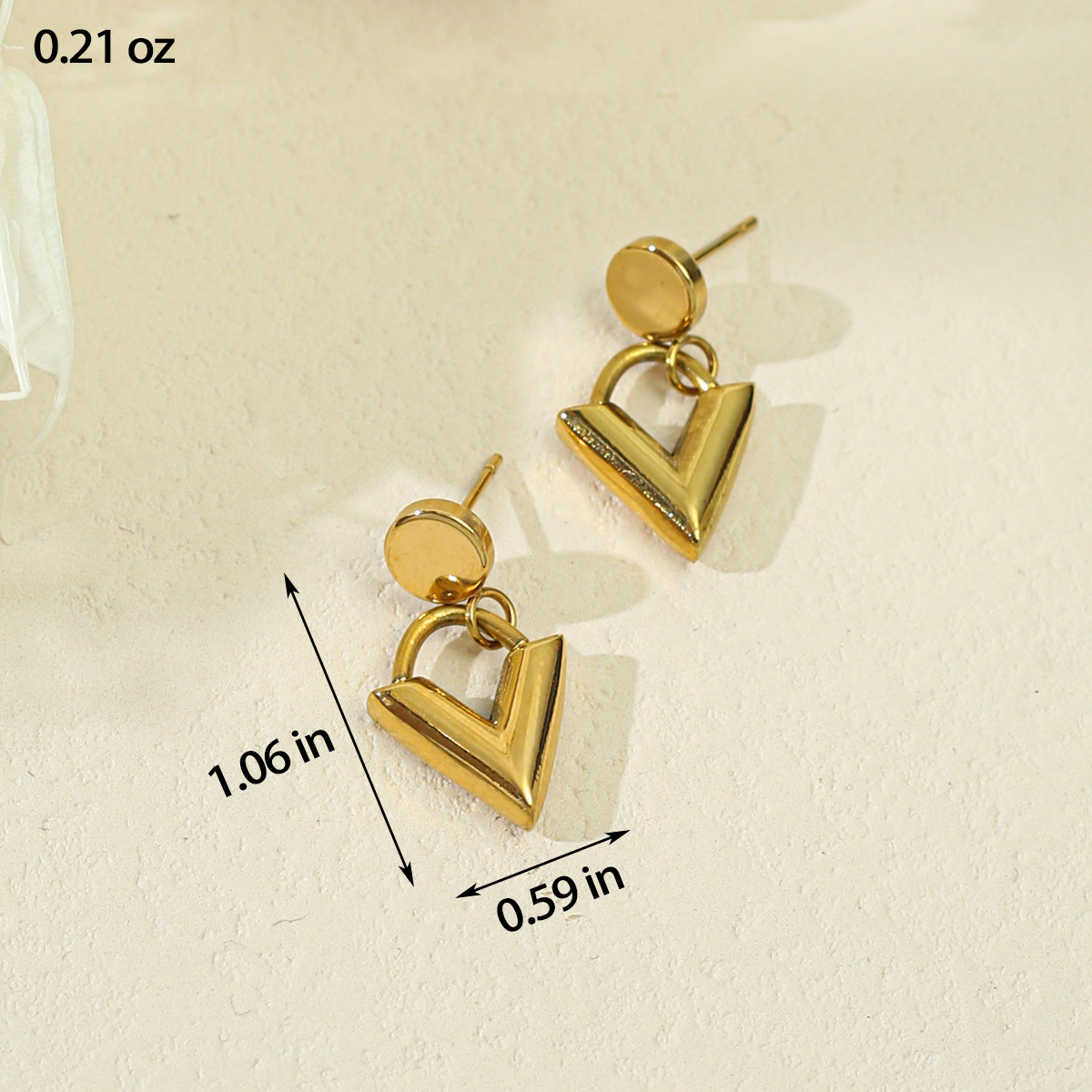 Creative Inverted Triangle Stainless Steel Dangle Earrings 18k Gold Plated  Jewelry Women Accessories 1pair - Jewelry & Accessories - Temu