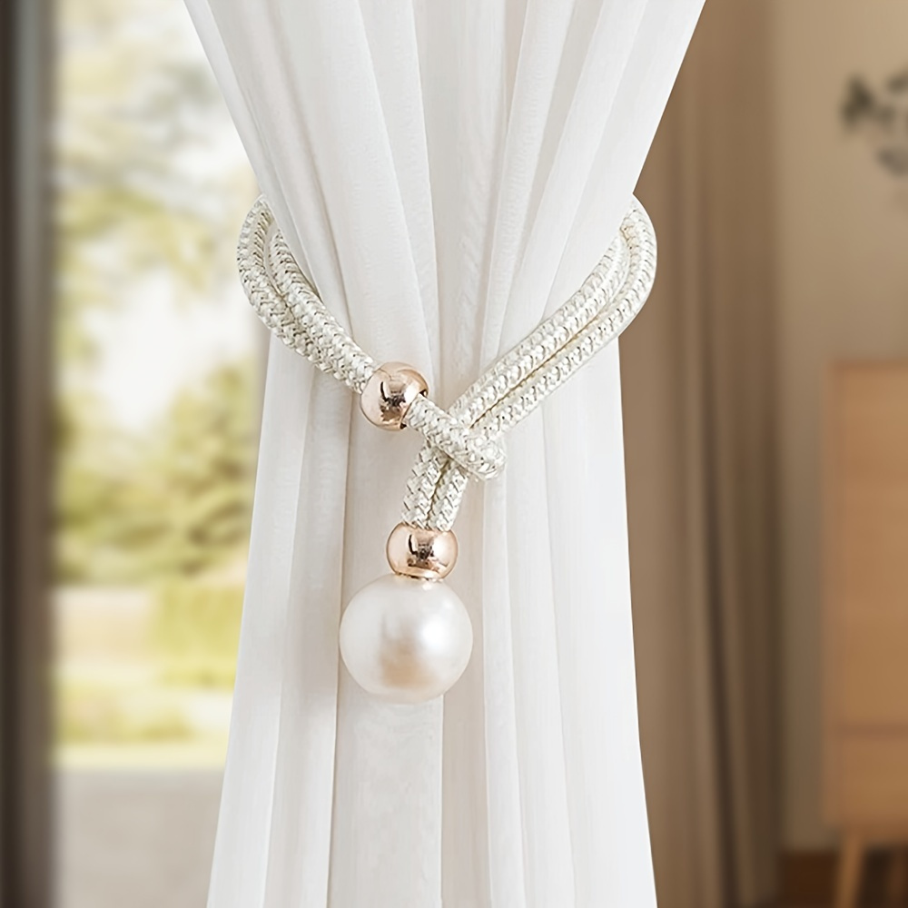 Magnetic Curtain Tiebacks Fake Pearl Ball Home Curtain - Temu