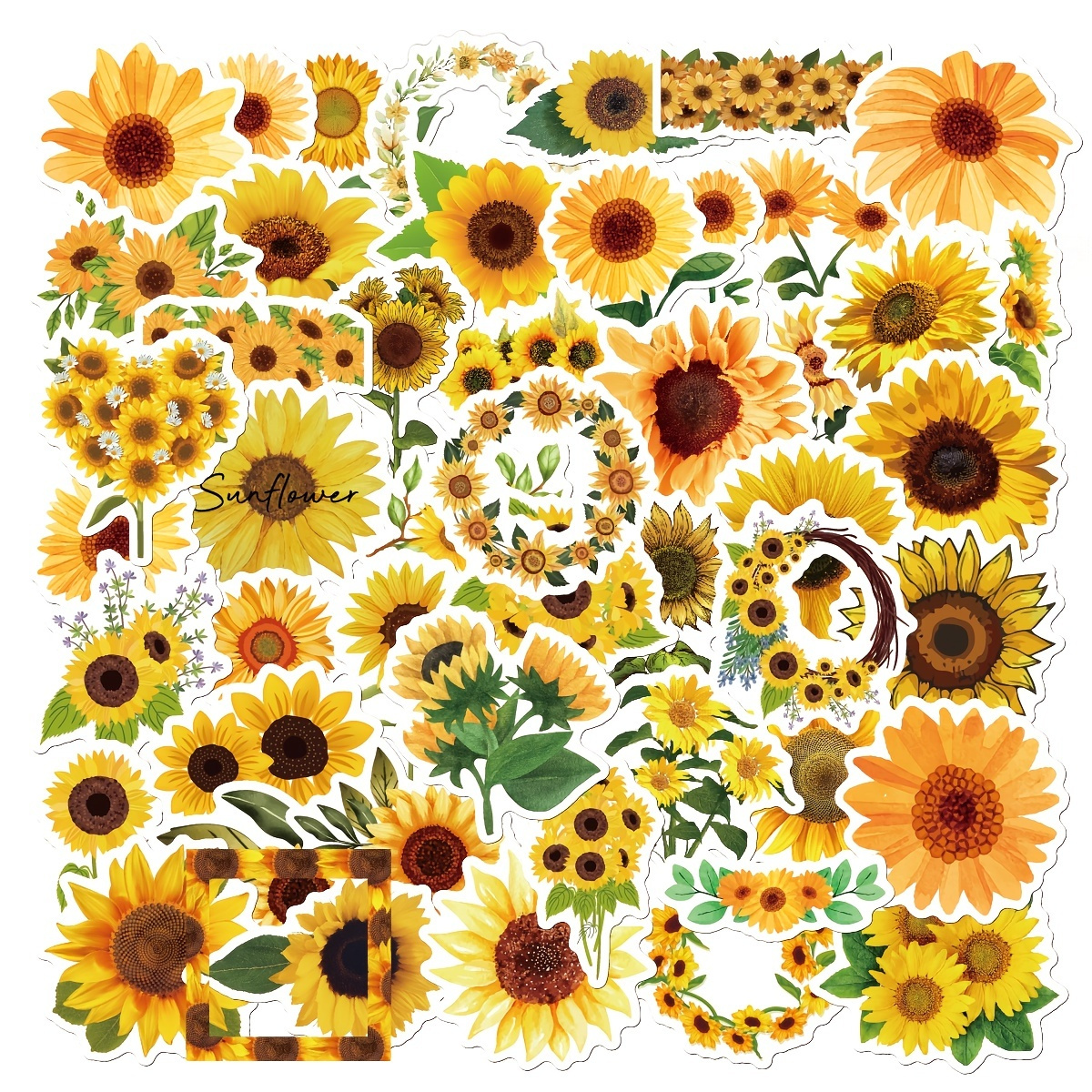 TINYSOME Resin Stickers Waterproof Sunflower Flowers Stickers Decals for  Water Bottle Laptop Skateboard Computer Phone 