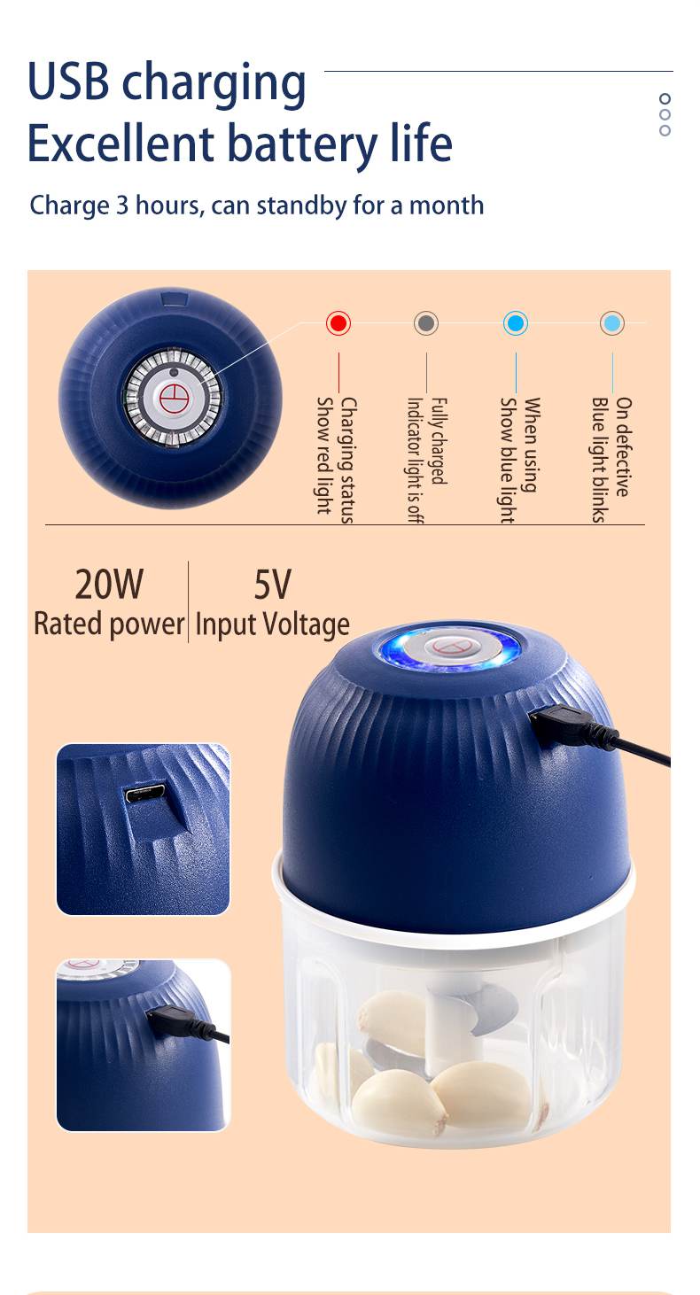 Wireless Charging Mini Electric Garlic Chopper Puree Garlic Temu