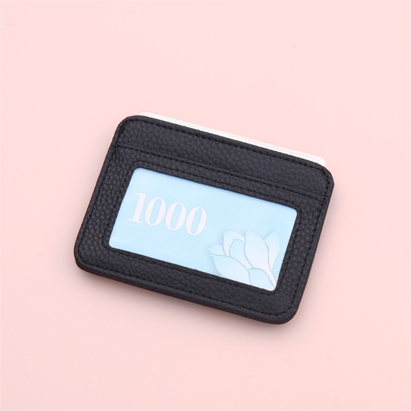 Simple Card Holder Small Faux Leather Credit Card Holder Id Temu