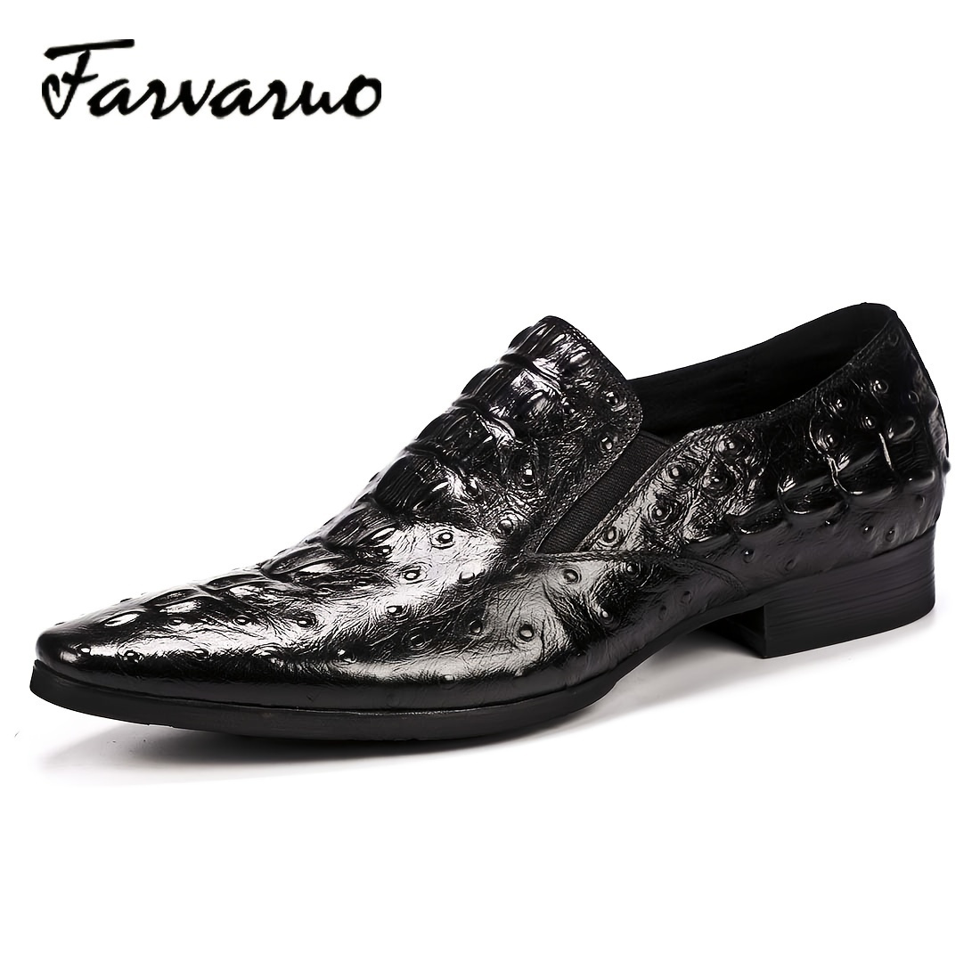 Farwarwo Men's Crocodile Printed Leather Oxford Shoes, Formal