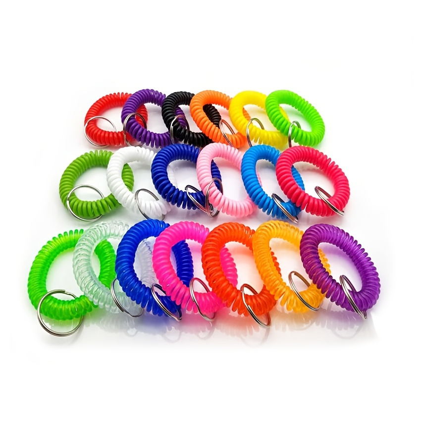 Heqishun 30 Pcs Wrist Coil Key Chain Bulk Spring Spiral Keychain Wrist  Keychain Stretch Lanyard Keychain Rings - 6 Colors