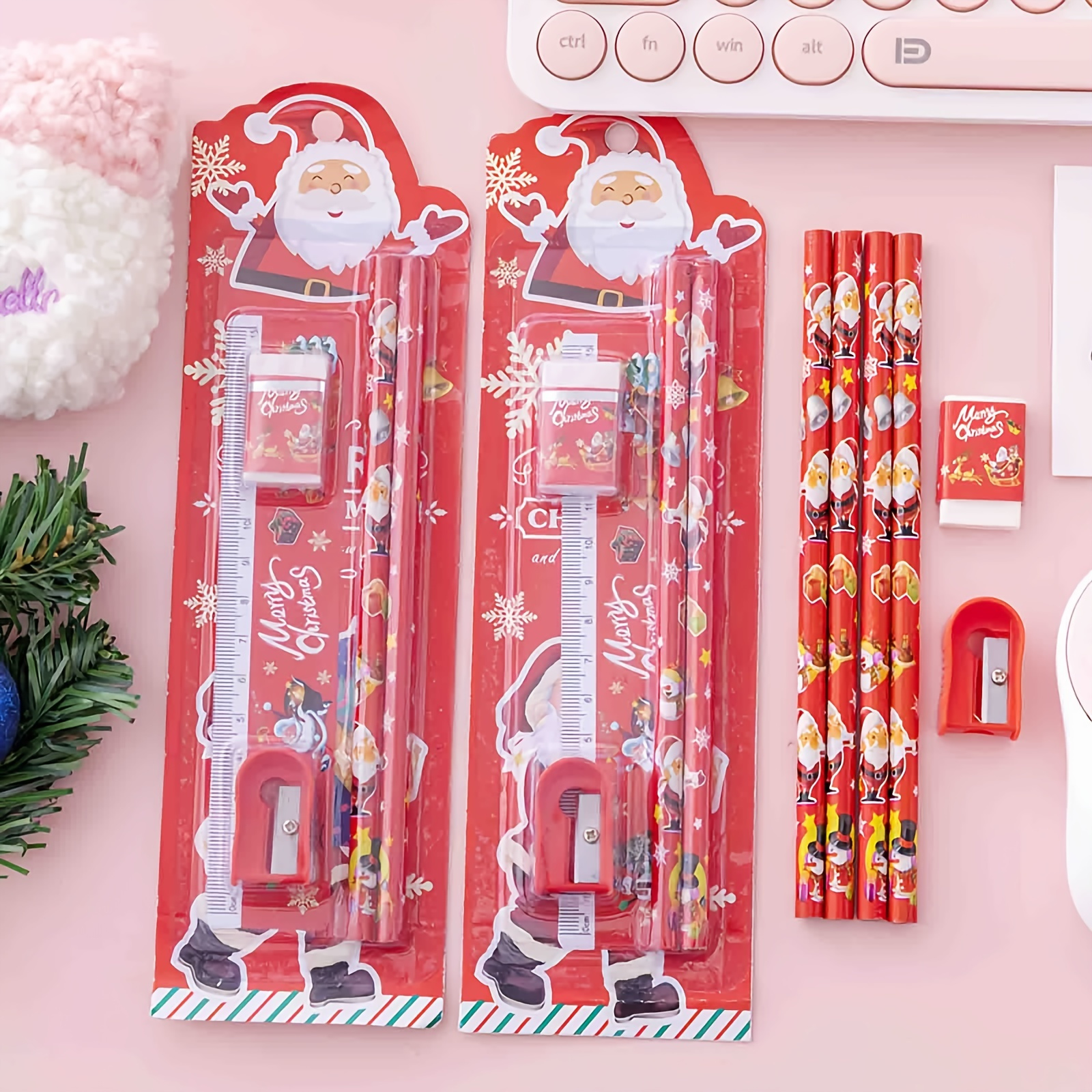 Lot De 48 Crayons De Noël Avec Gomme - 23 Motifs Festifs, Idéal Pour Calendrier De L'avent, école, Cadeaux