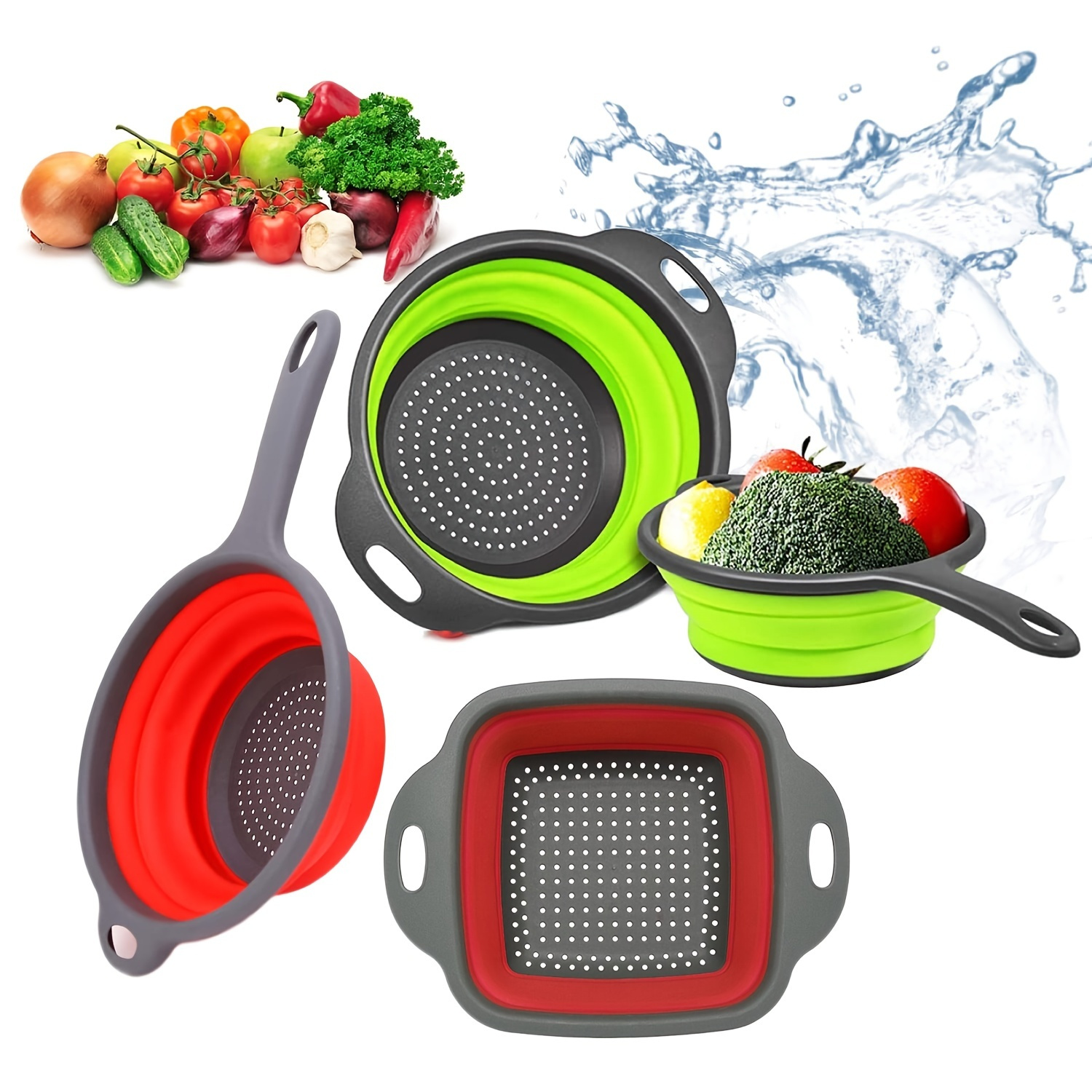 1pc Folding Washing Basin Round Silicone Retractable Drain Basket Fruit And  Vegetable Storage And Cleaning Basket Washing Bowl Multifunctional Colander  Strainer Home Kitchen Supplies Kitchen Accessories - Home & Kitchen - Temu