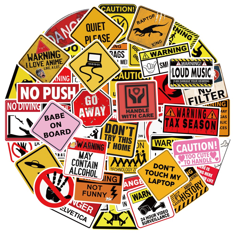 Warning Stickers Danger Banning For Cars Skateboard Fridge Guitar