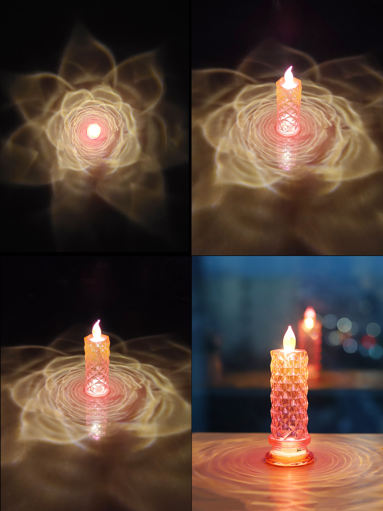 Flameless Candle Light Multicolor Pattern Refraction Halo Temu