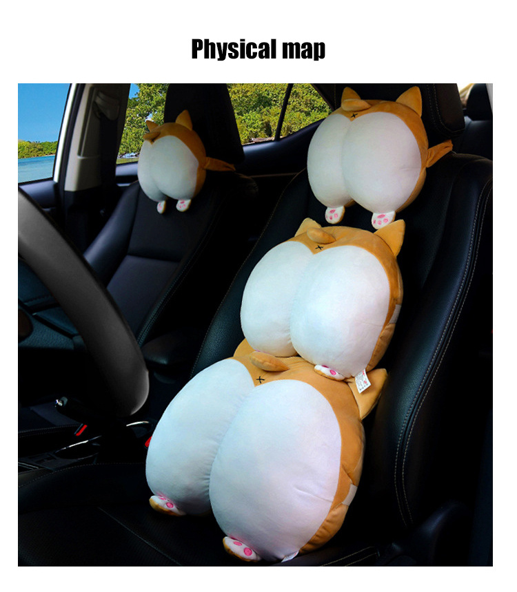  seemehappy Cute Plumpy Corgi Butt Car Seat Headrest Neck Pillow  Corgi Butt Lumbar Pillow Acessories (1pcs Seat Belt Pad) : Home & Kitchen