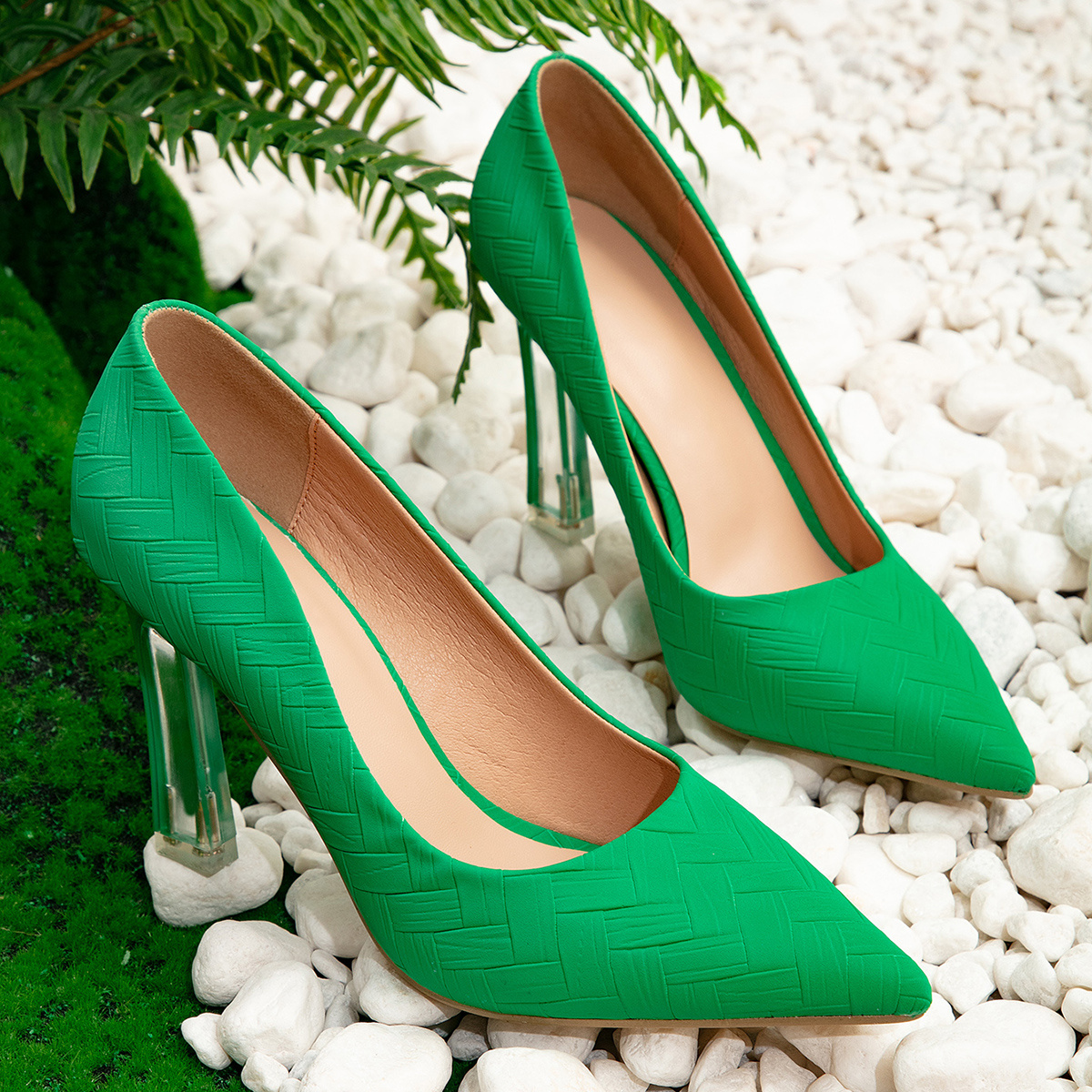 Stylish Green High Heels Comfortable And Versatile Women's Shoes