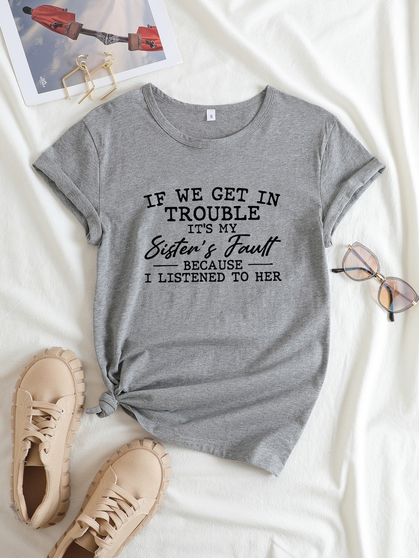 Printed Crew Neck Knitted T-Shirt
