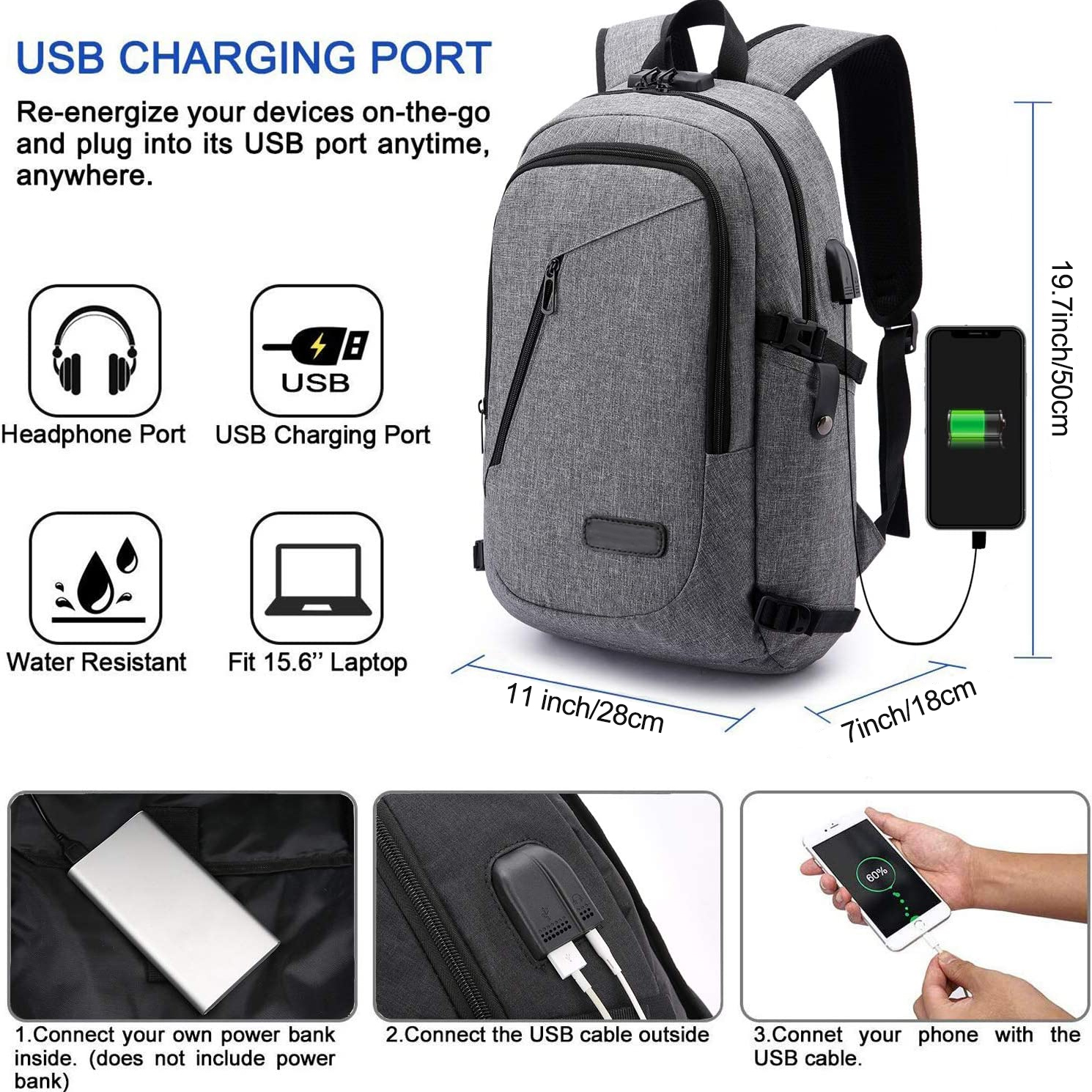 Laptop Backpack Business Travel Anti Theft Backpack Men Women With Usb  Charging Port Slim Durable Waterproof College School Backpack Computer  Backpack For 16 Inch Laptop Notebook - Bags & Luggage - Temu France