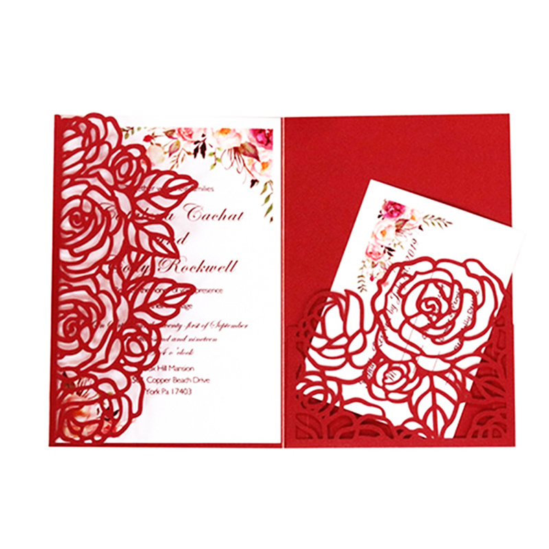 10pcs Wedding Accessories Invitation Cards Elegant Flower