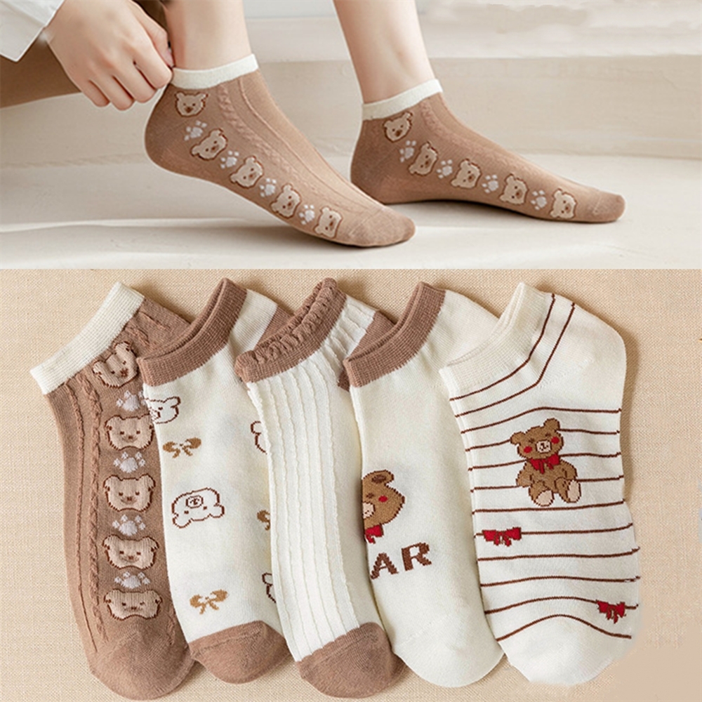  PBLCYUT 5 pares de calcetines cortos para mujer, calcetines  cortos de algodón para barco, calcetines de algodón transpirable (color :  1, tamaño: 36-40) : Ropa, Zapatos y Joyería
