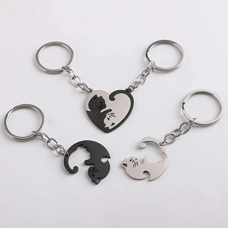 

Cat Matching Keychain For Couples Best Friends Heart Keychains For Women Men Relationship Friendship Gifts Cat Key Chains For Bestie Christmas Birthday Gift