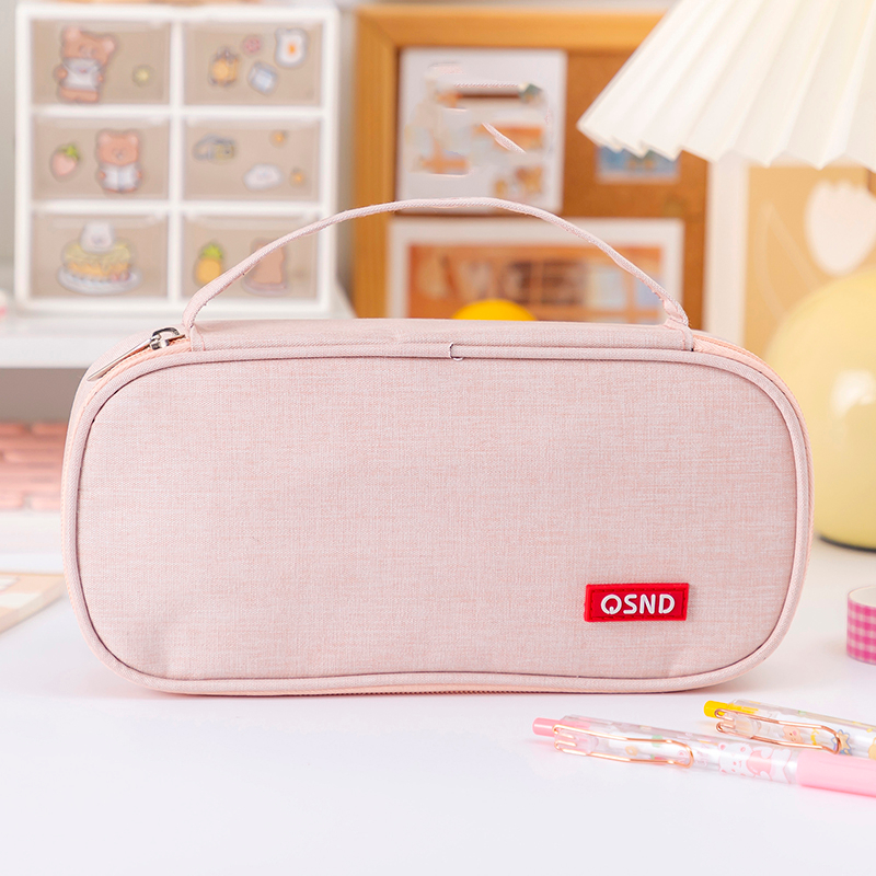 New Large Capacity Creative Handle Double Pencil Case Simp Stationery Bag 