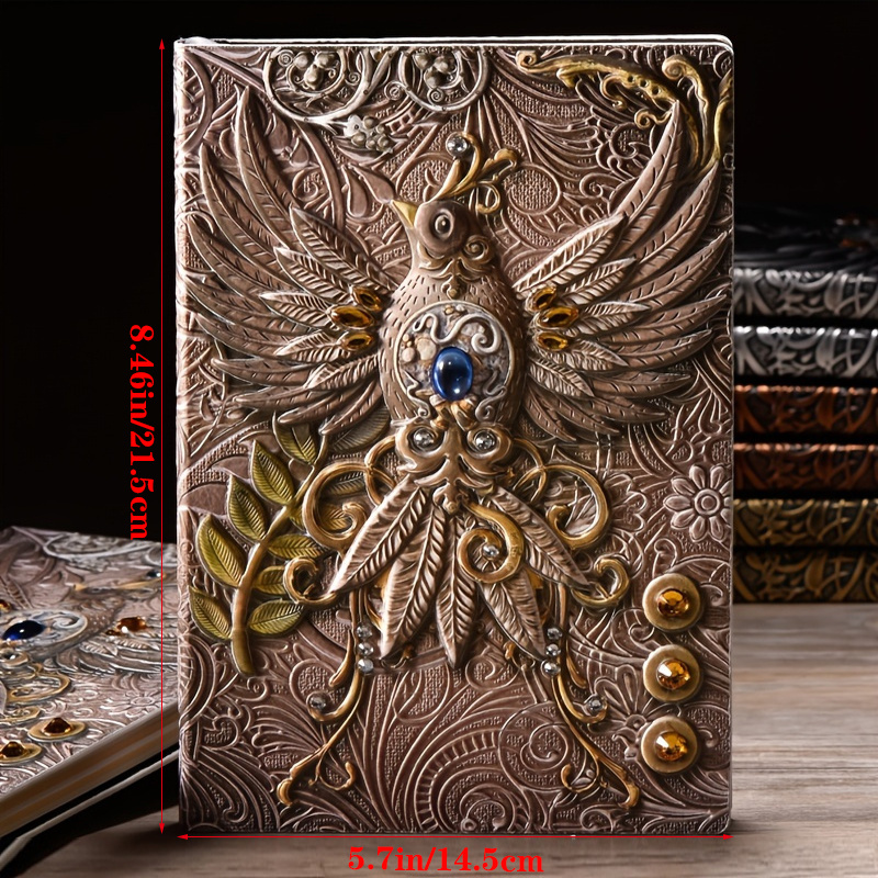 Unique 3d Phoenix A5 Notebook: Retro European Style Pu - Temu