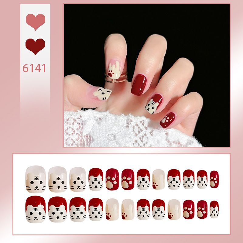 24 Pcs Diy Fake Nails French Finger 24 Choices Nail Art False Nail Animal  Geometric Style Nail Patch Finished Fake Nail Sticker With Rubbing Jelly  Glue | Don't Miss These Great Deals | Temu