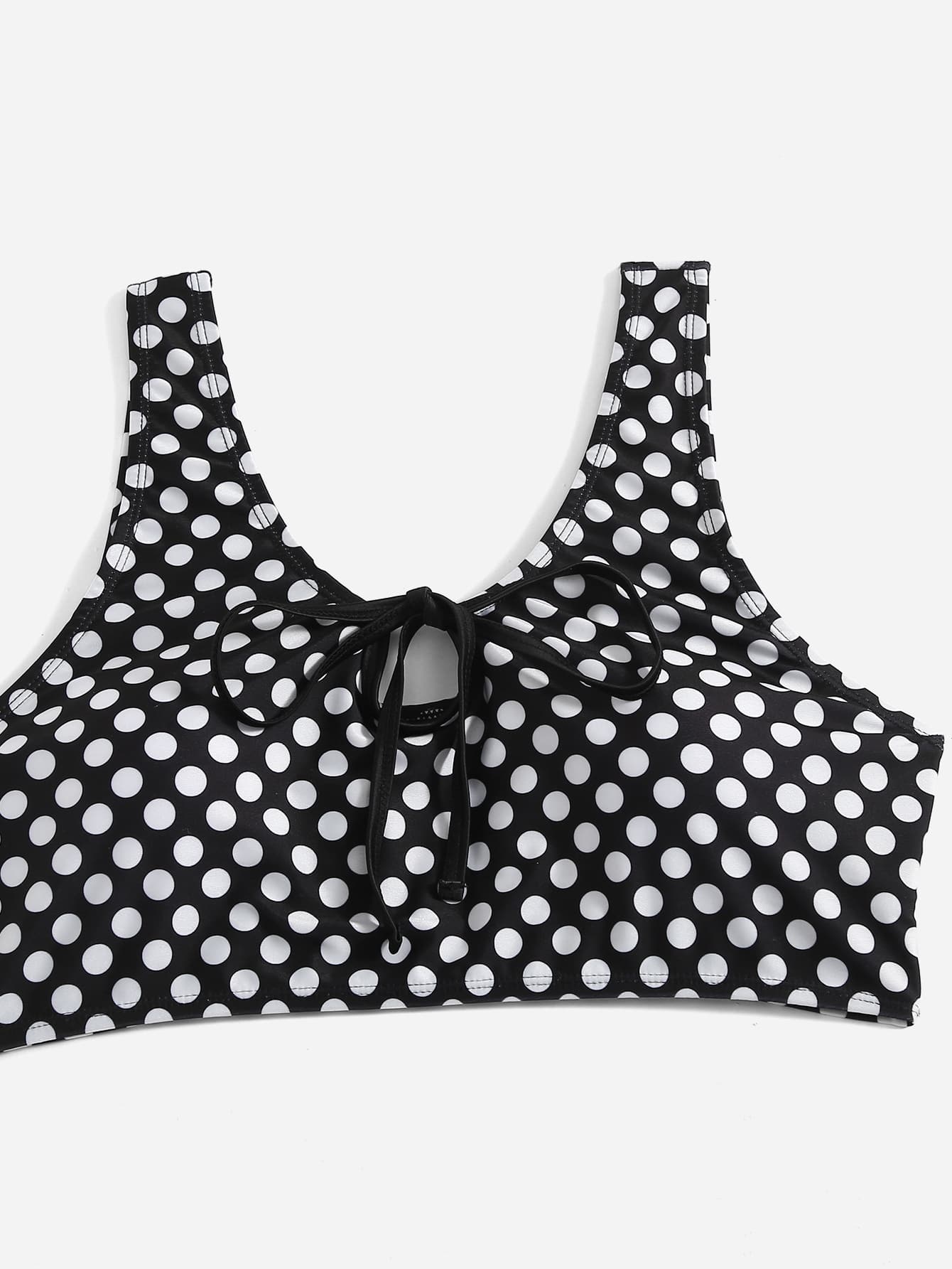 Plus Size Polka Dot Knot Front Bikini Set Women's Plus - Temu United ...