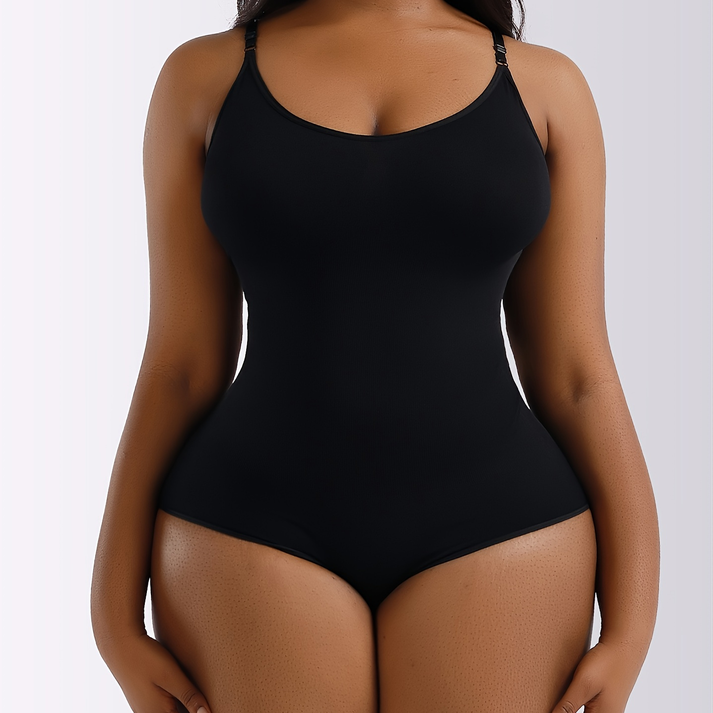 Plus Size Simple Shapewear, Women's Plus Mini Bow Front Tummy Control  Slimming Shapewear Bodysuit With Built-in Bra