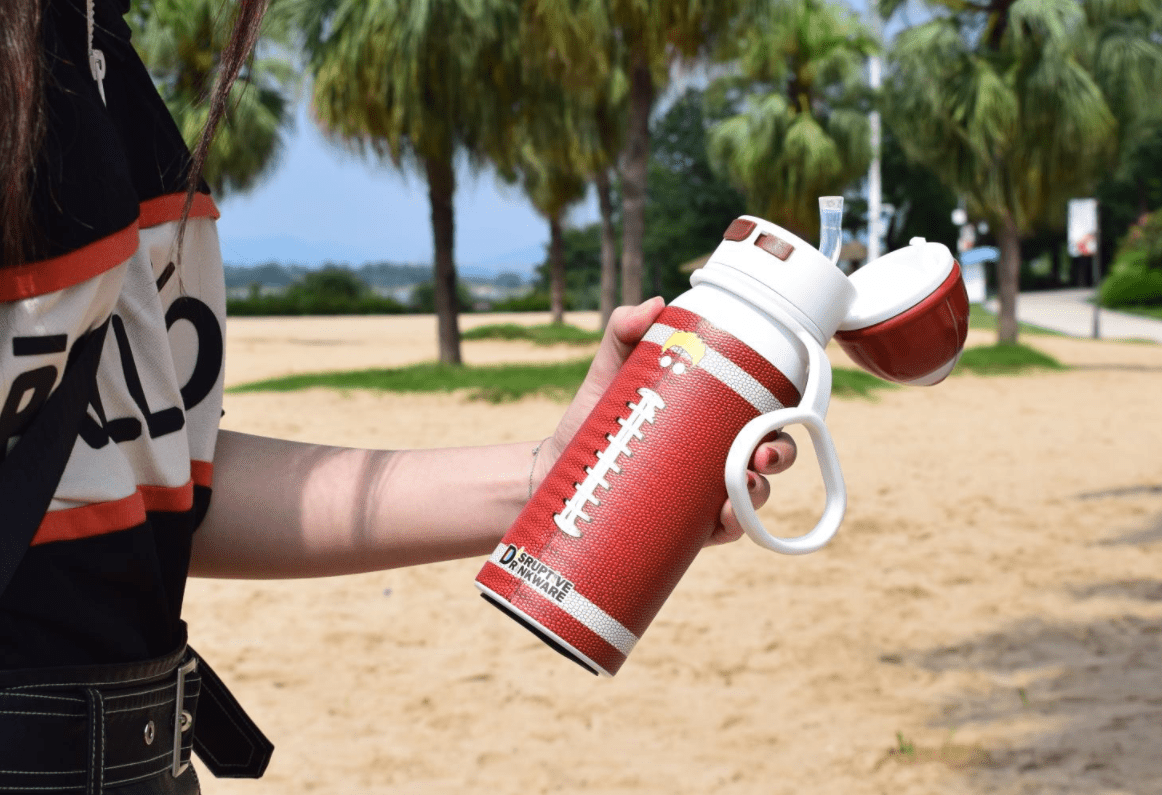 Double Insulated Football Pattern Water Bottle Straw Lid Temu