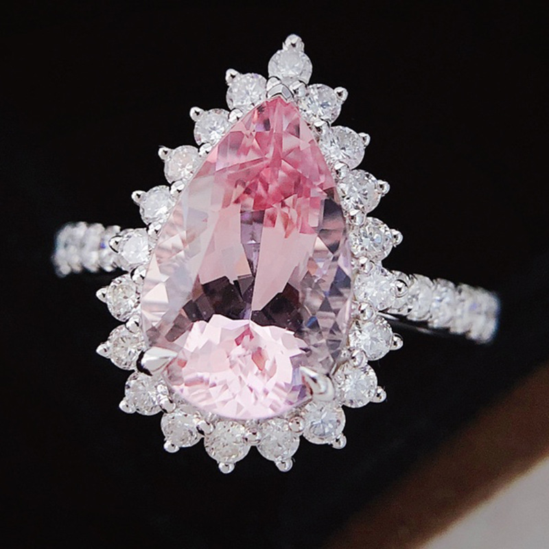 Sweet Romantic Pink Rings for women Crystal Zirconia Engagement Wedding  Ring Luxury Fashion Vow Jewelry Accessories