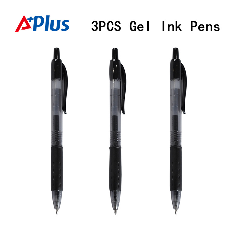 Unicorn Fine Tip Gel Pens .5 mm 3 Piece Lot Smooth Writing Black Ink