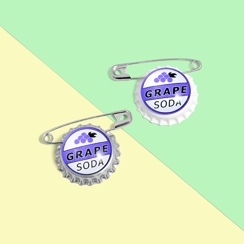 Grape Soda Bottle Cap Pins Brooches Shirt Lapel Pins Ellie Badge Grape ...