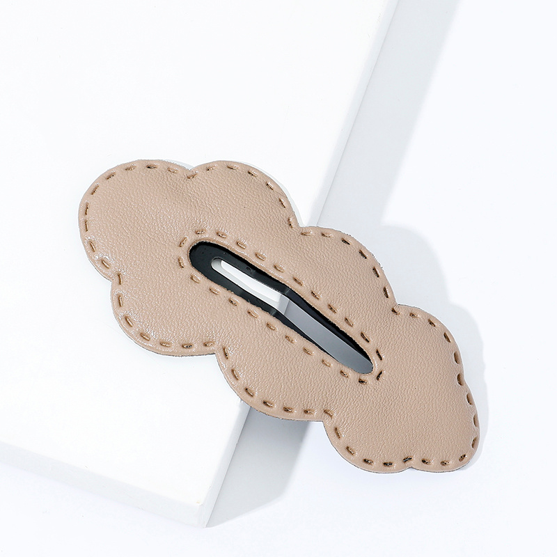 PU Leather Cloud Hair Clip Women's Solid Cartoon Hair Clip