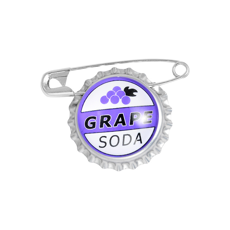 Image of Juice Soda Bottle Cap Brooches Capsule Brooches Bag Shirt Lapel Pin Grape Jewelry Gift For Friend