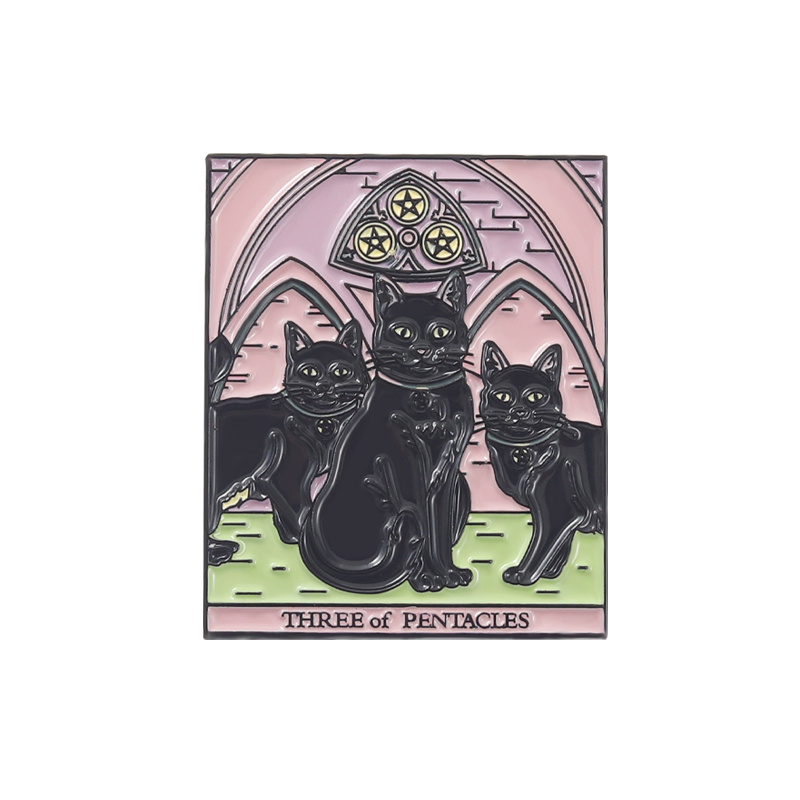 Gothic Sun Moon Stars Cat Enamel Pins