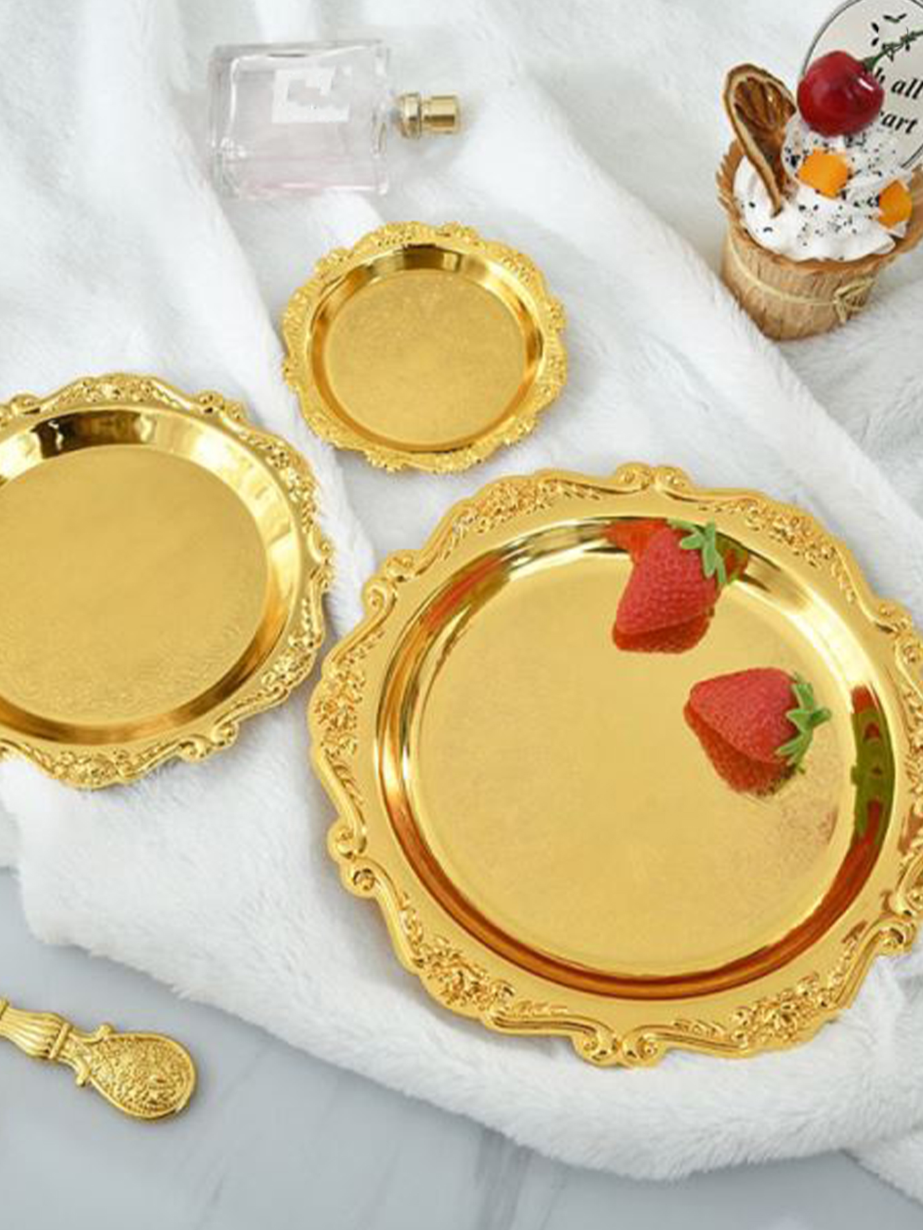 Golden Embossed Craft Tray Perfect For Cakes Snacks And - Temu