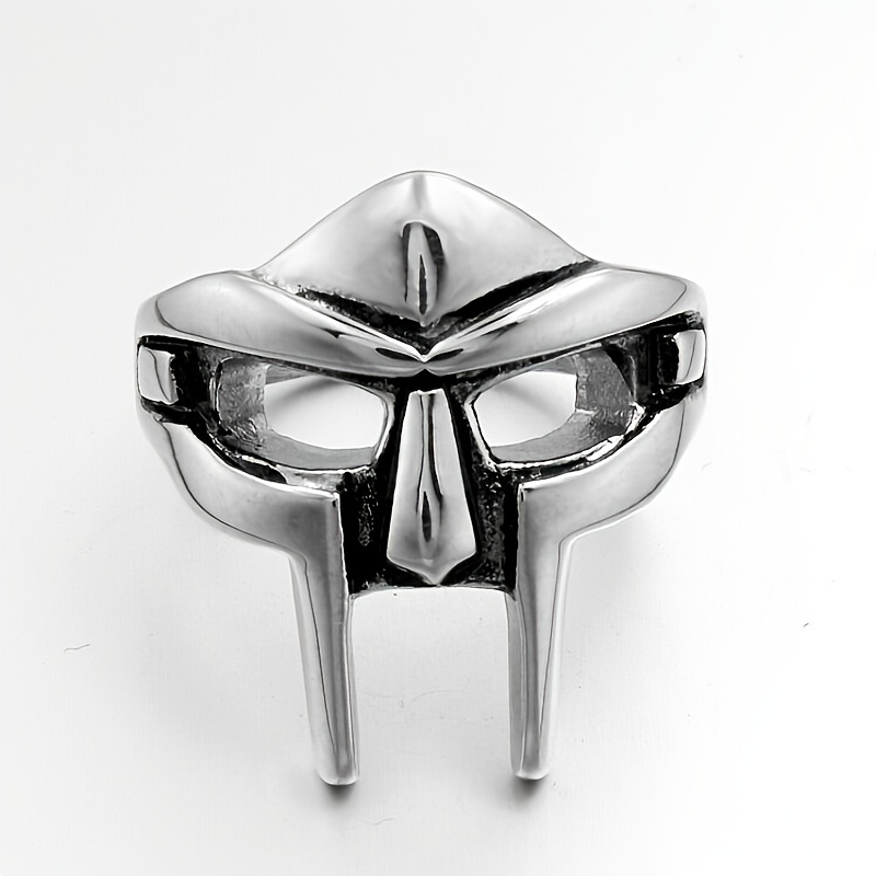 MF Doom Mask Stainless Steel Ring, Silver