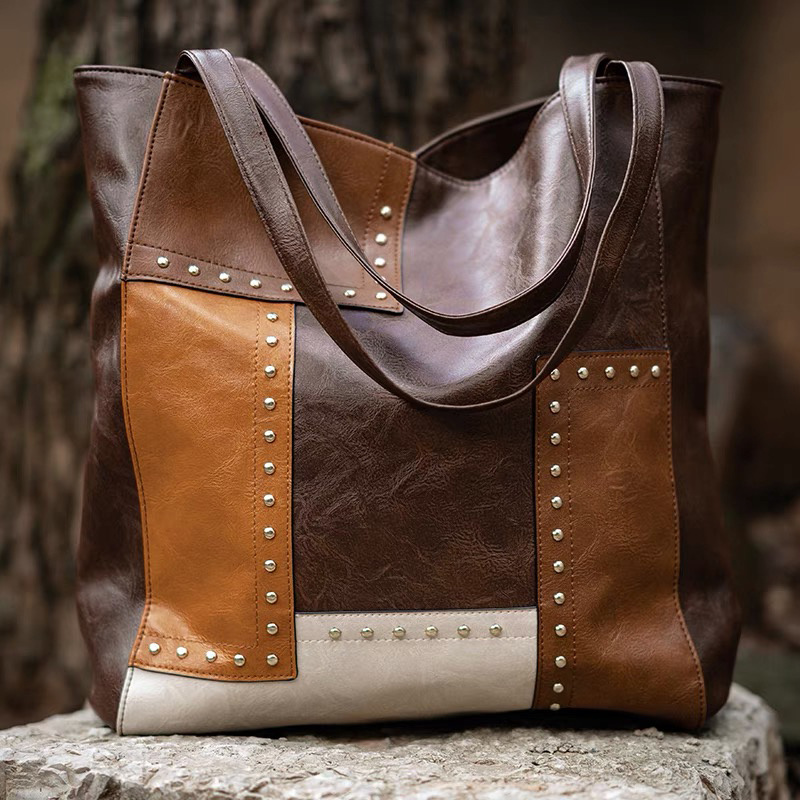 Vintage Classic Hand-studded Women's Tote Bag