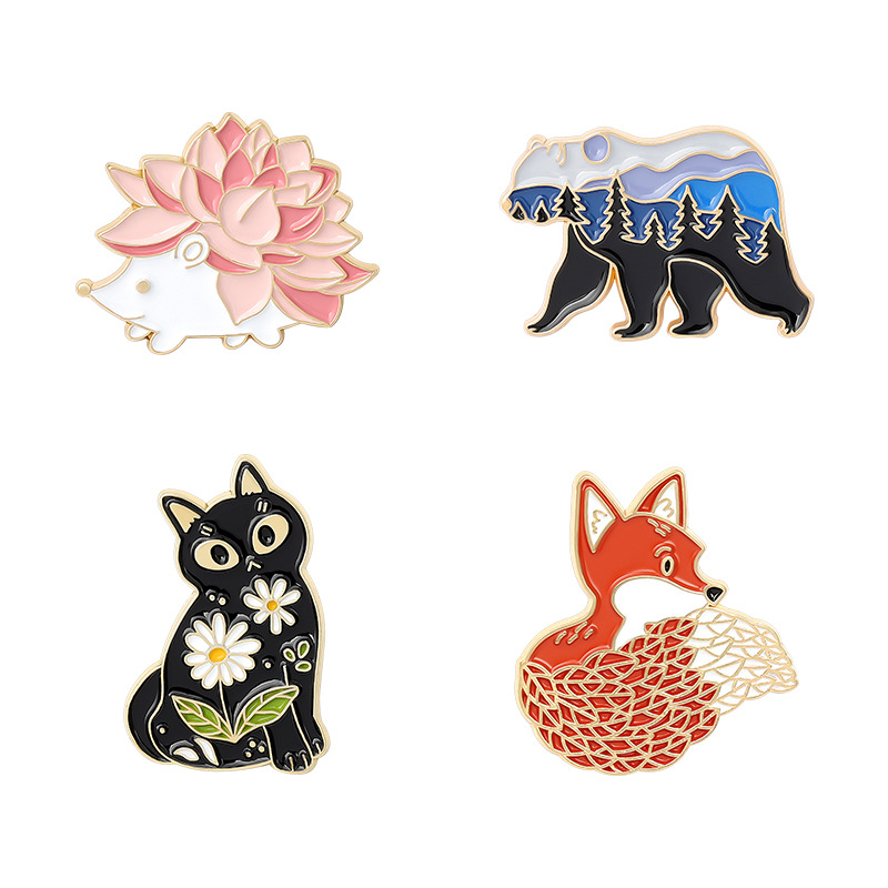 1pc Beautiful Design Cartoon Cute Alloy Cartoon Fox Polar Bear Hedgehog  Paint Badge Pin For Clothes And Backpack Gift For Men Women, Shop On Temu  And start Saving