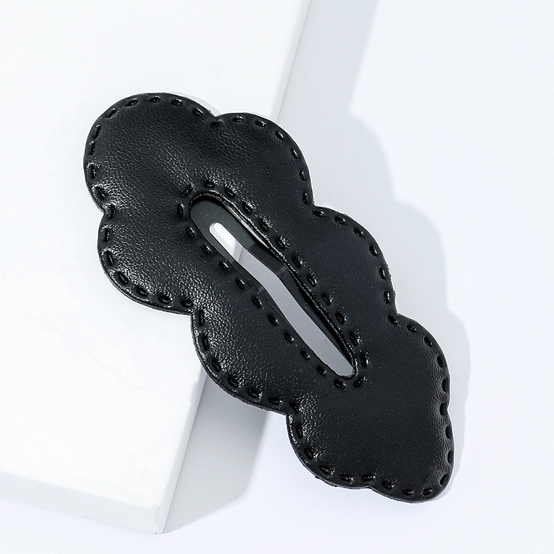 PU Leather Cloud Hair Clip Women's Solid Cartoon Hair Clip
