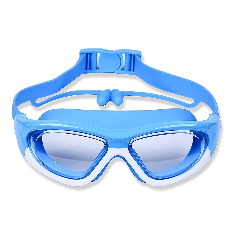 

Stay Safe And Comfortable In The Pool: High-definition Children's Large-frame Anti-fog Swimming Goggles With Silicone One-piece Earbuds