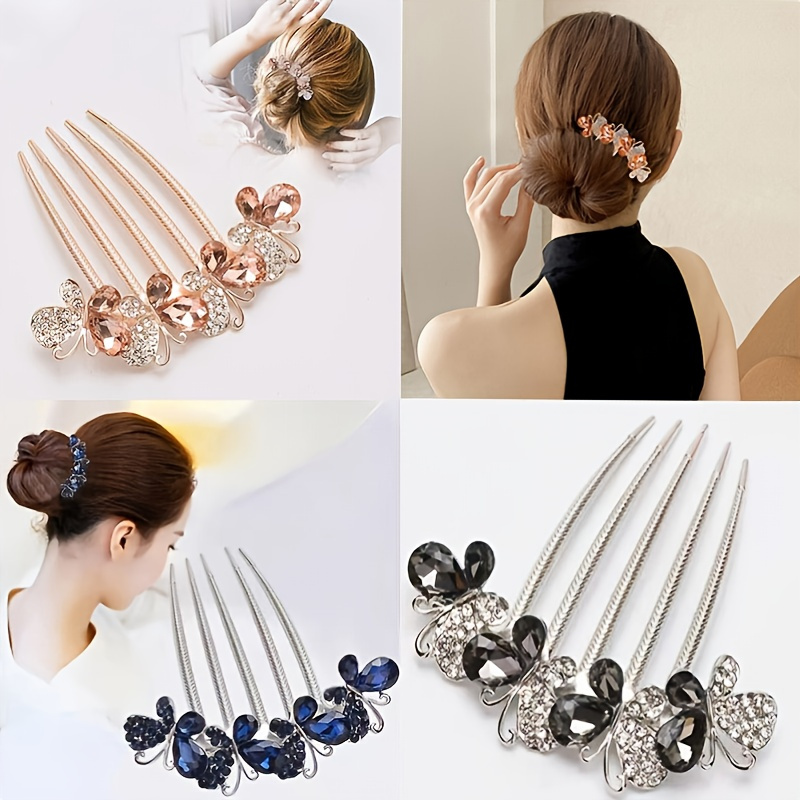 Rhinestone Hair Comb Butterfly Hairpin Women's Fashion Retro Luxury Hair Accessories Beauty
