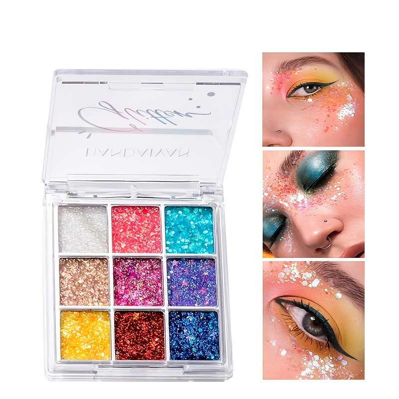 9 Colors Sequins Eye Shadow Burst Stage Makeup Show Nightclub Shiny ...