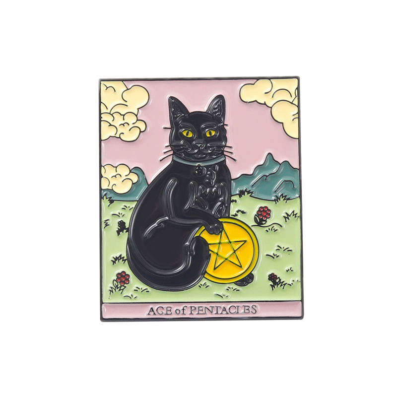 Gothic Sun Moon Stars Cat Enamel Pins