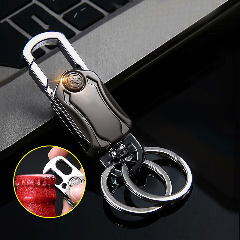 Liangery Keychain for Men Women Leather Car Key Chain With 5 Key  Rings-Drive Safely Have Fun Keychain Holder for Keys