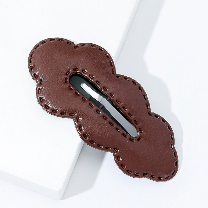 PU Leather Cloud Hair Clip Women's Solid Cartoon Hair Clip