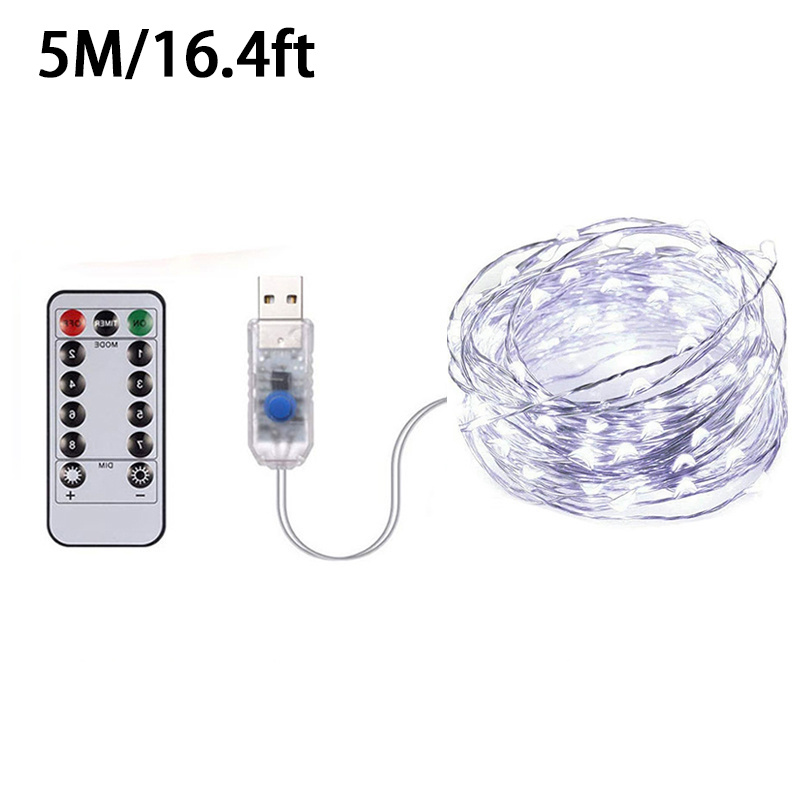 Remote Control LED Fairy Lights, USB, Copper Wire, 32 ft